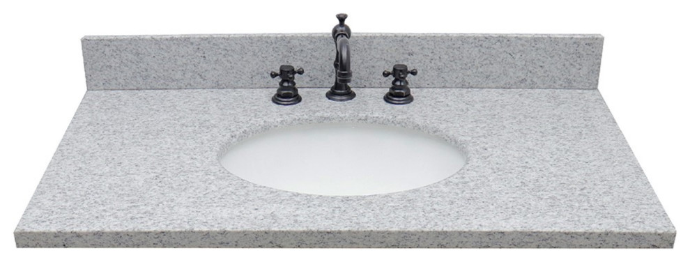 37" Gray Granite Top With Oval Sink