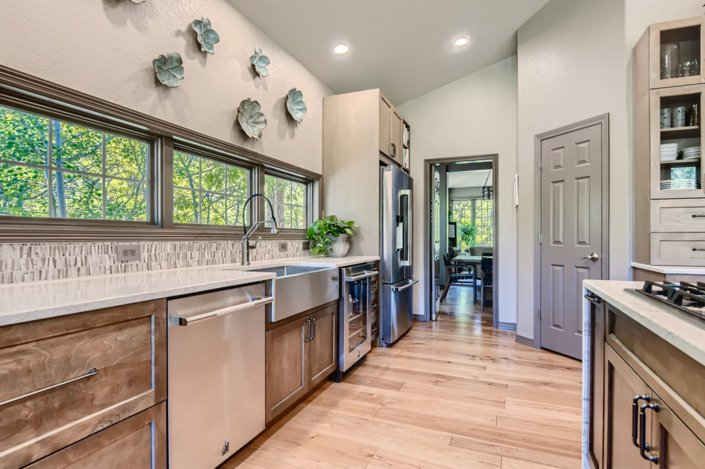 Mountain style kitchen photo in Denver