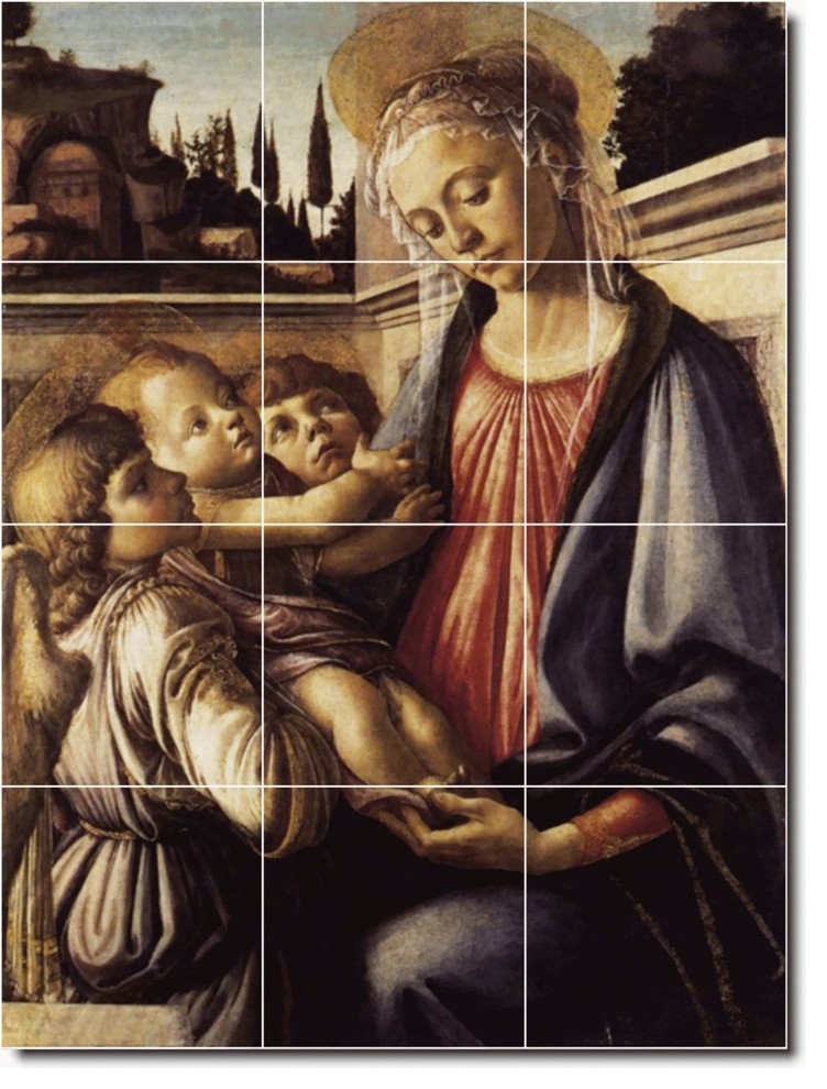 Sandro Botticelli Religious Painting Ceramic Tile Mural #93, 36"x48"