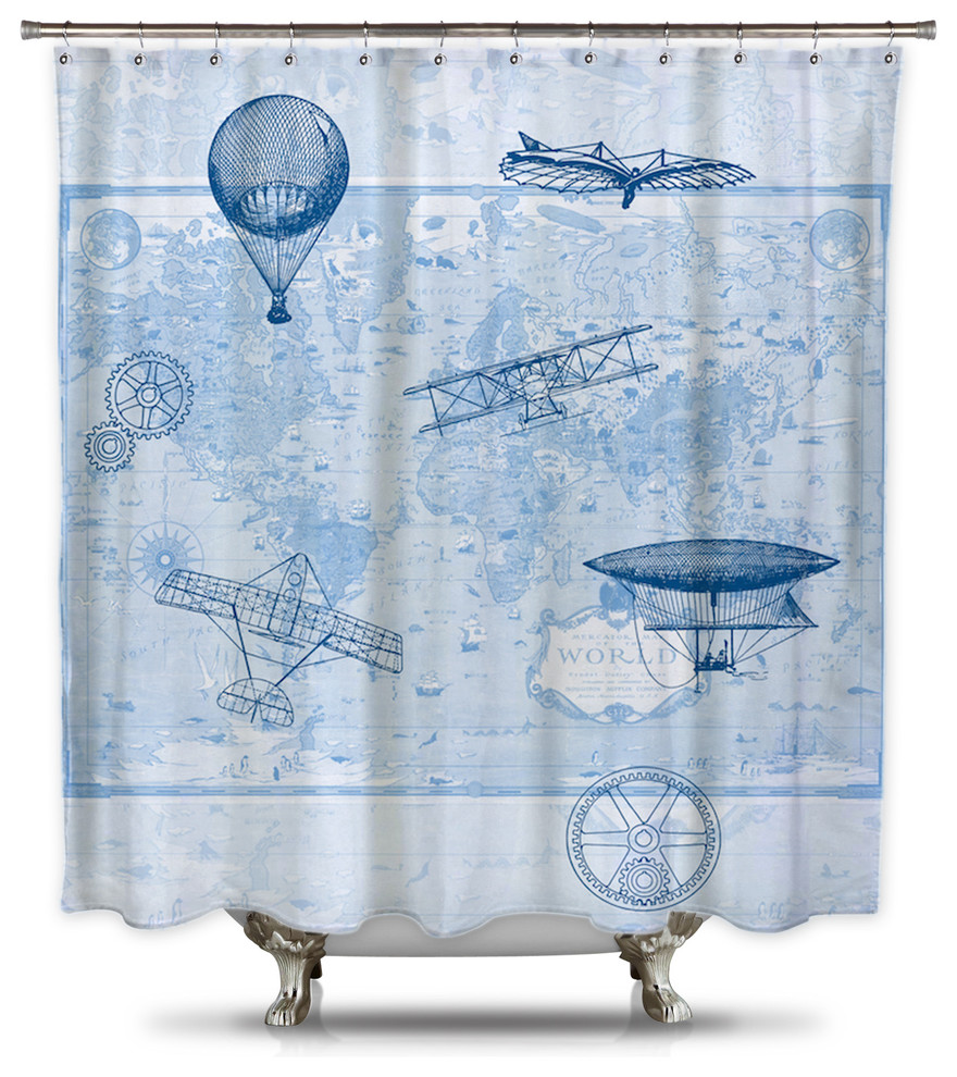 Brief History of Flight by Catherine Fabric Shower Curtain