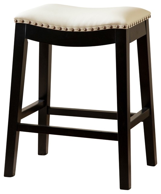 Gayle Bonded Leather Saddle Counter Stool Transitional Bar Stools