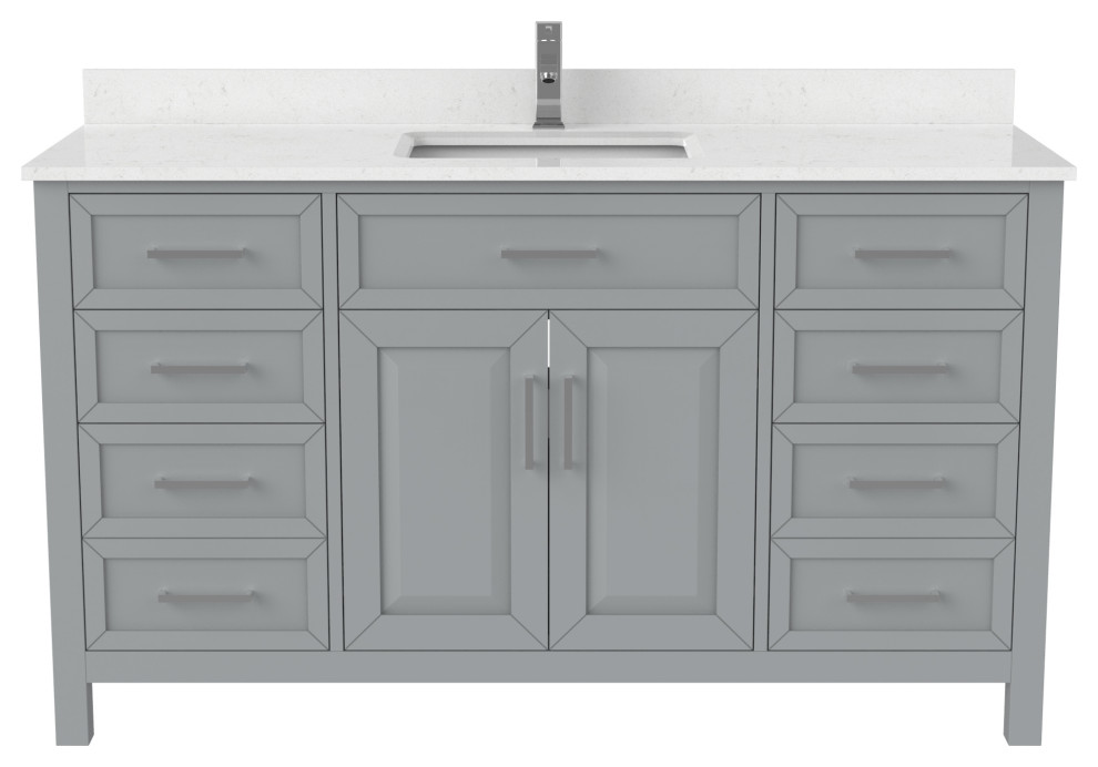 Terrence 60" Vanity with Power Bar and Drawer Organizer Transitional Bathroom Vanities And