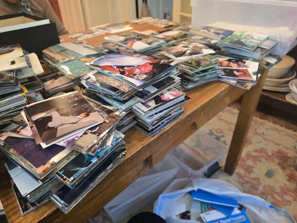 Piles of family photos