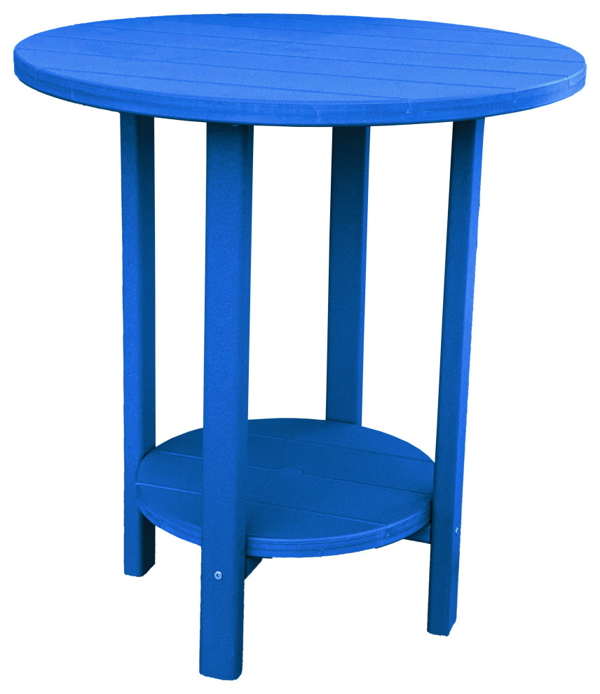 Phat Tommy Outdoor Pub Table, Tall Bar Height Poly Outdoor Furniture, Blue
