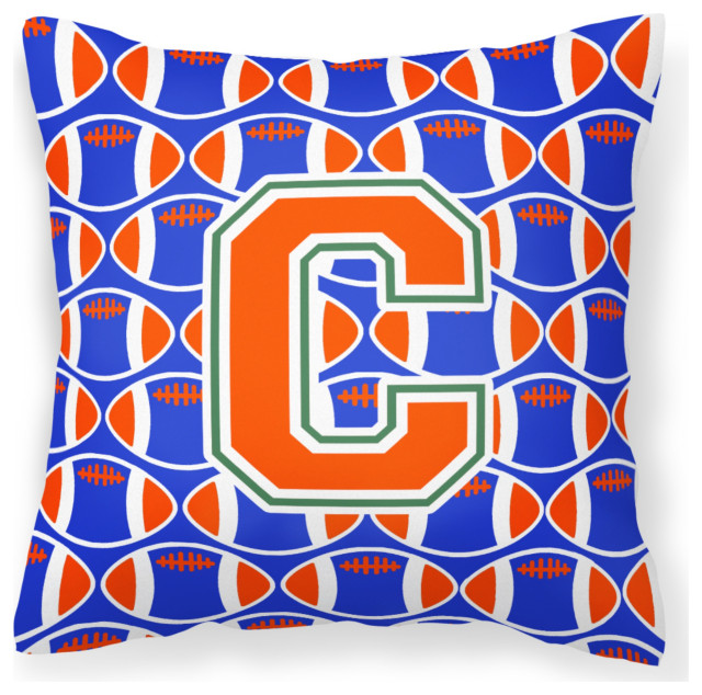 Letter C Football Green, Blue and Orange Pillow, 14