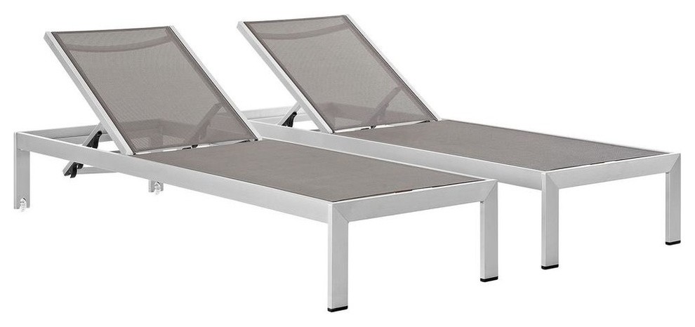Shore Outdoor Patio Aluminum Chaises Set Of 2 Contemporary Outdoor Chaise Lounges By Modway