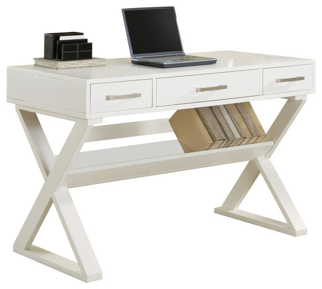 Coaster Casual 3-Drawer Desk With Criss-Cross Legs