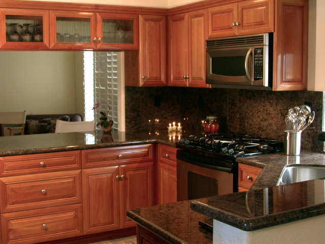 Natural Cherry Wood Kitchen Cabinetry Traditional Kitchen