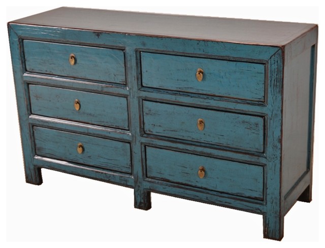 Hand Painted Blue Dresser With Drawers - Beach Style - Dressers - by
