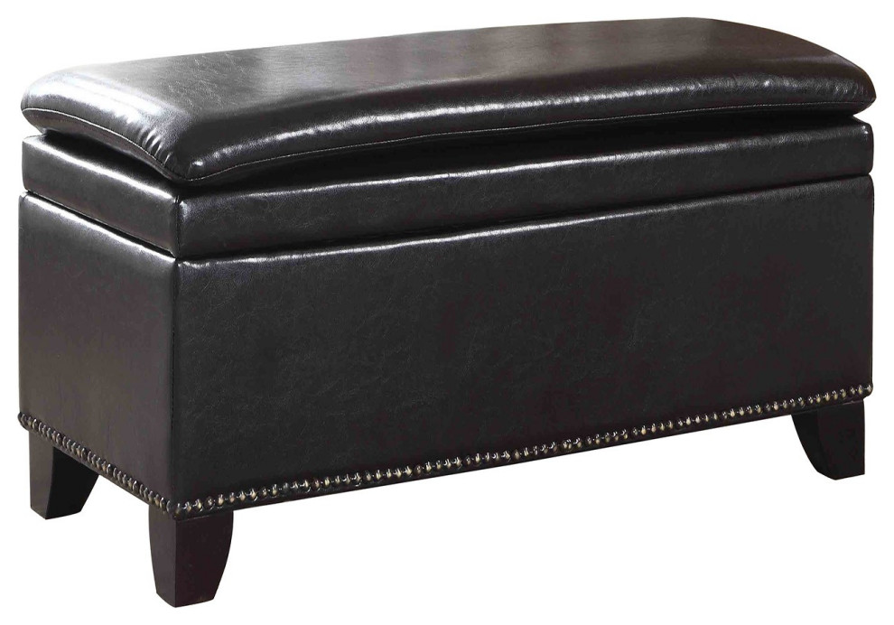 16" Espresso 100 Polyester Entryway Bench With Flip Top Transitional