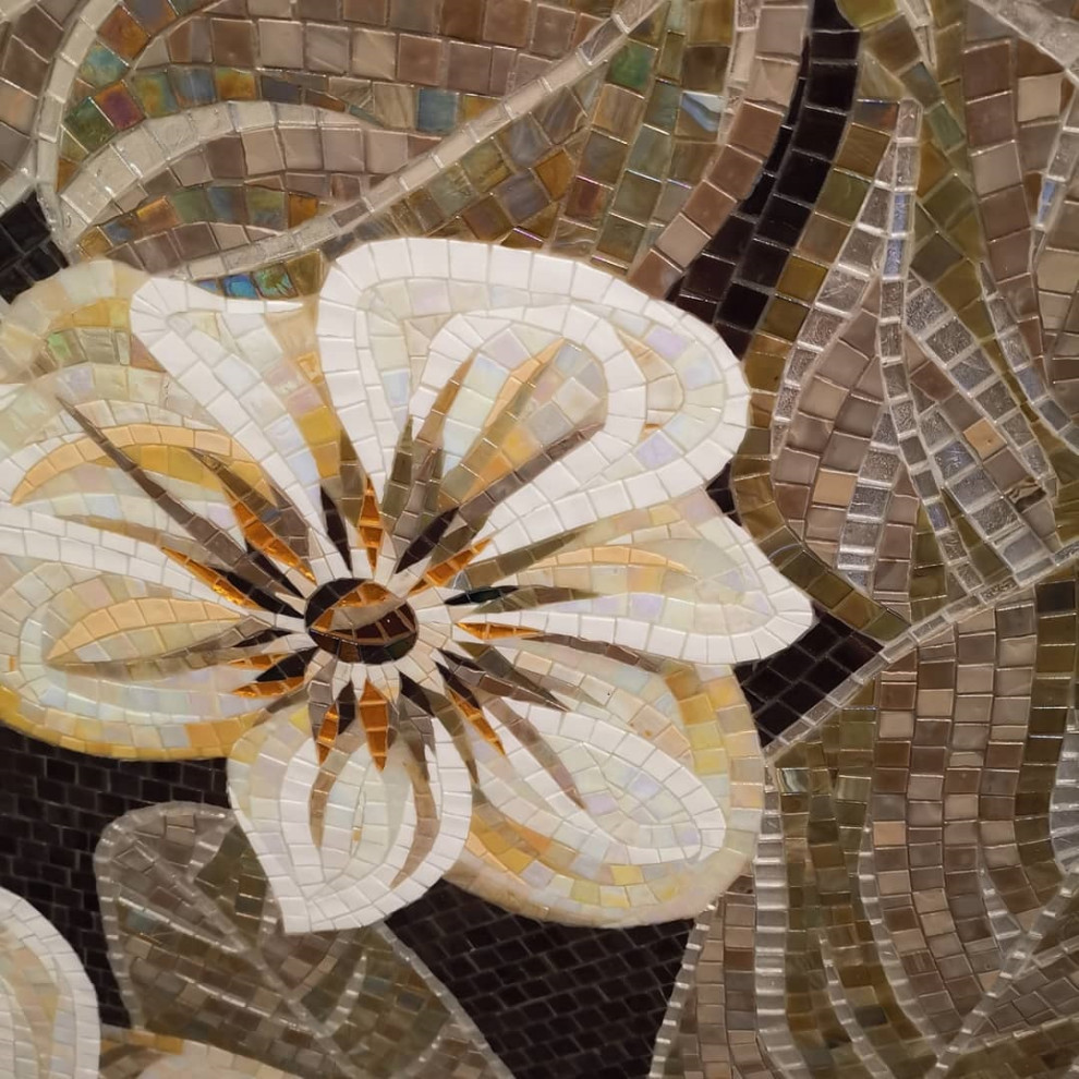 Панно Sicis "FLO 8BE", 1610х2730 мм. в ванной комнате.