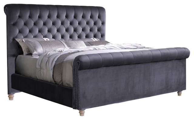 Mille Upholstered Tufted Bed Gray, Tufted Upholstered Bed Frame