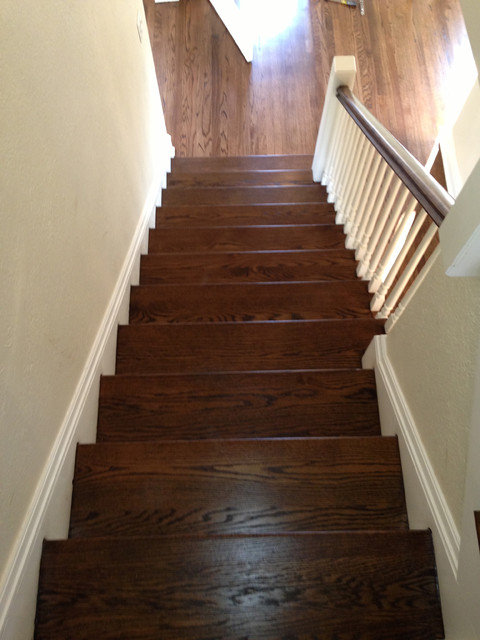 Red Oak Wood Floors With Dark Walnut Stain Traditional