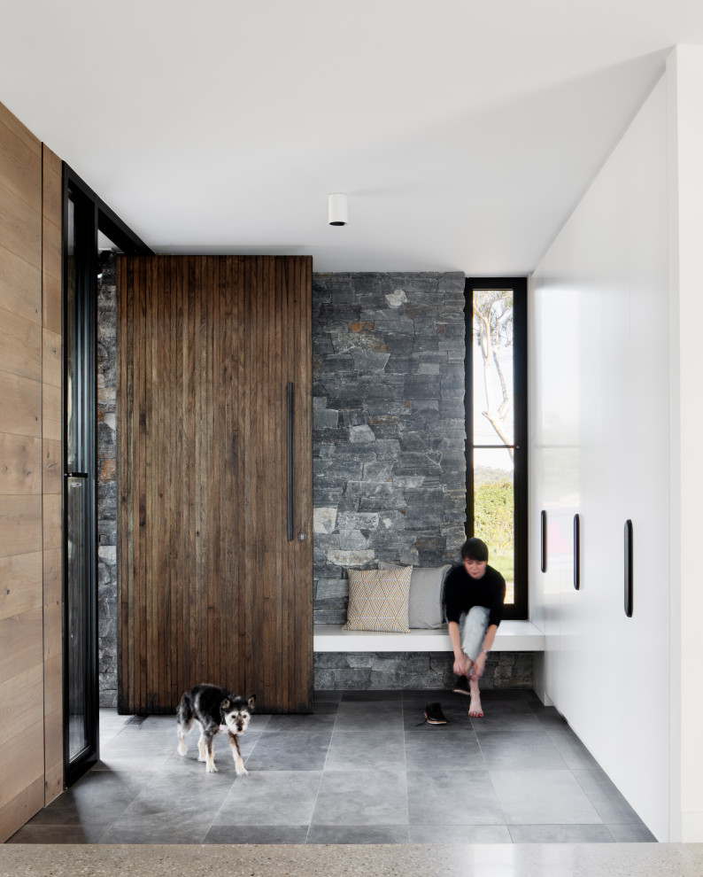 Inspiration for a modern entryway in Melbourne.