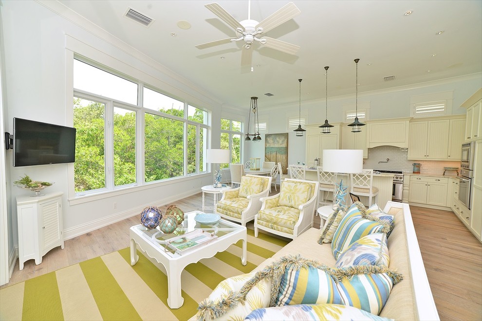 This is an example of a beach style living room in Bridgeport.