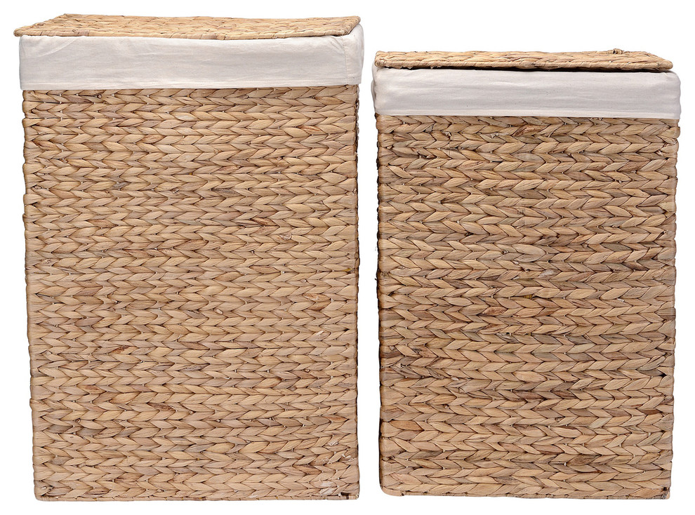 wicker laundry hamper with attached lid