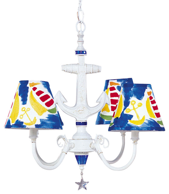 Anchor 4 Light Mini Chandelier With Shades Beach Style Kids