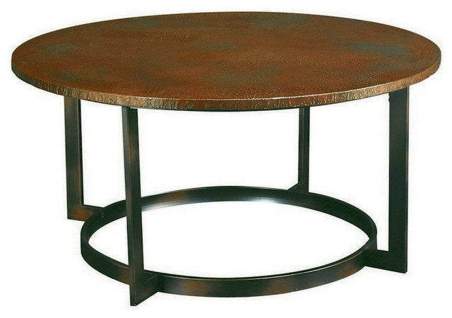 Rustic Hammered Copper Round Coffee Table Rustic Hammered Copper Round Coffee Table