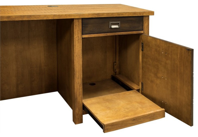 Rustic wood L-desk and return writing table office desk brown ...