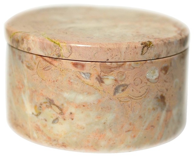 Polished Marble Bathroom Jar, Light Pink - Traditional - Bathroom ...