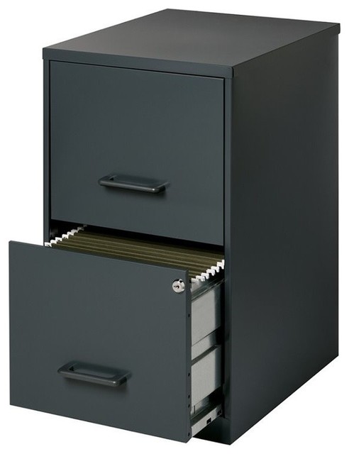 Scranton & Co 18" 2-Drawer Modern Metal File Cabinet in Black