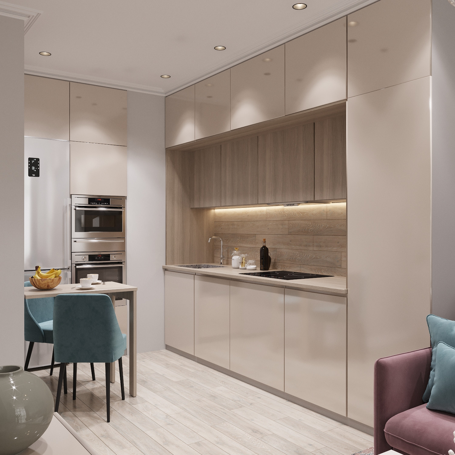 Зона кухни с раскладным столиком