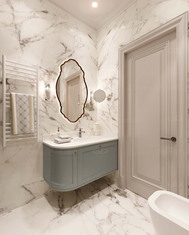 ЖК Врубеля, 4: дизайн интерьера евродвушки 60 кв.м. в стиле «Неоклассика»