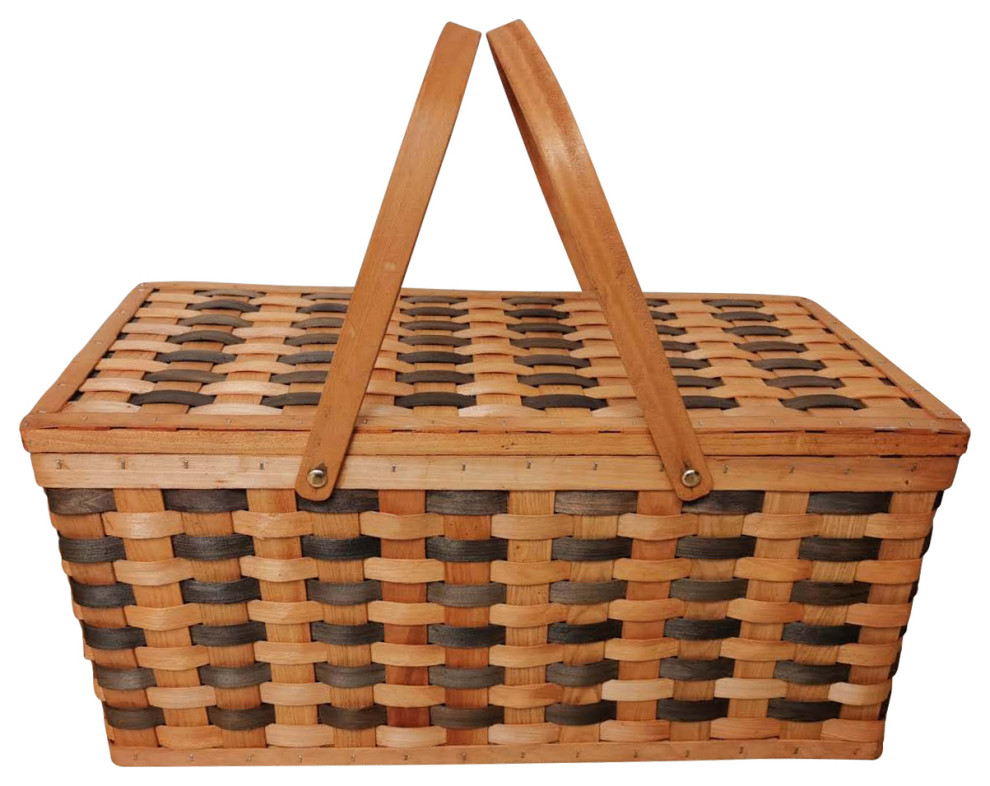 Tuscana TwoTone Wooden Weave Picnic Basket Tropical Picnic Baskets