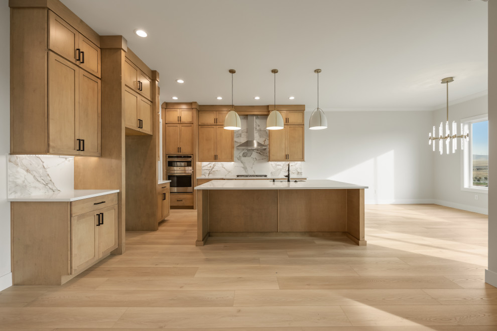 Example of a transitional kitchen design in Seattle