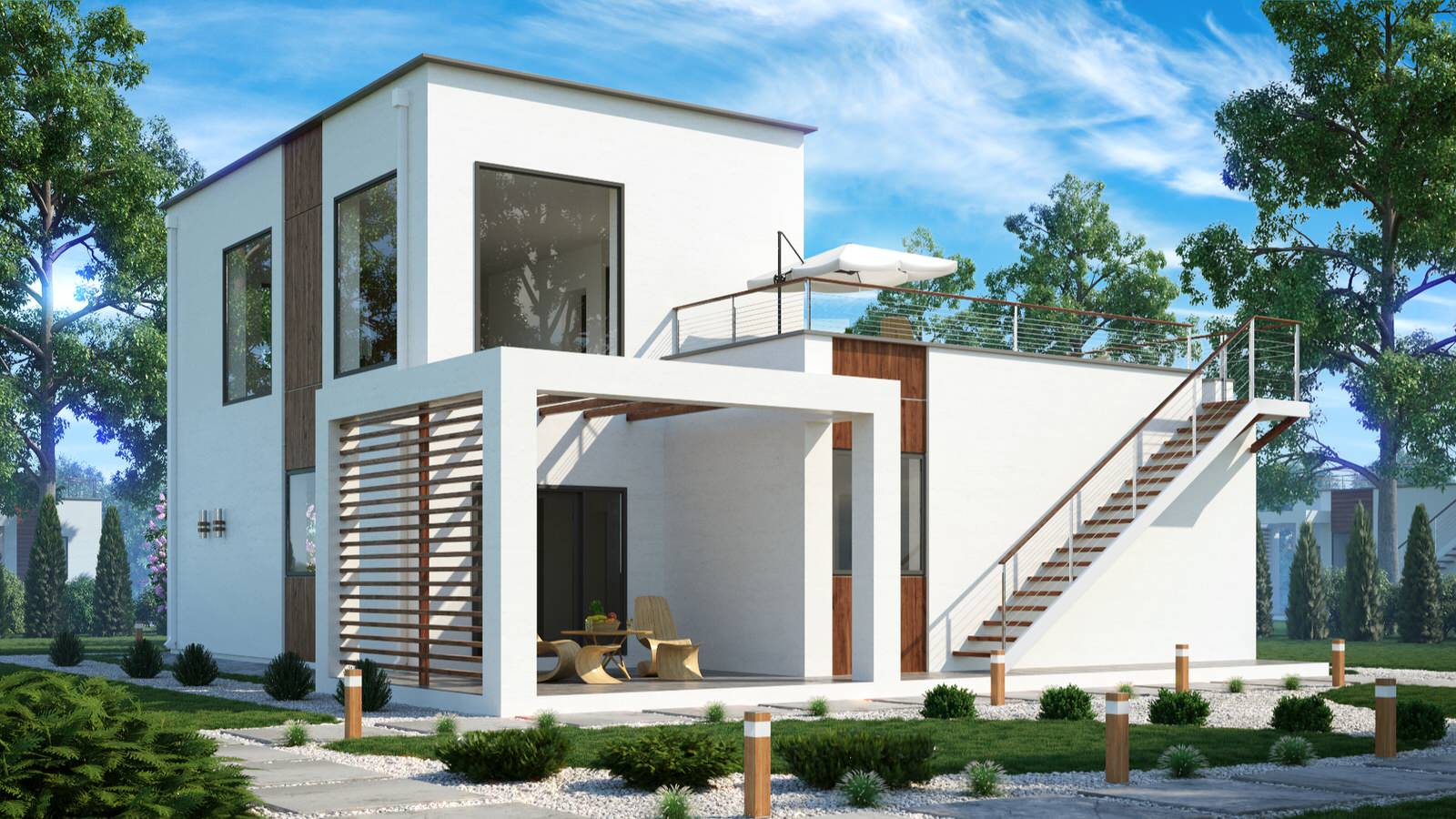 Двухэтажный дом хай-тек 226м2 П-0156