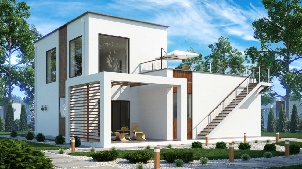 Двухэтажный дом хай-тек 226м2 П-0156