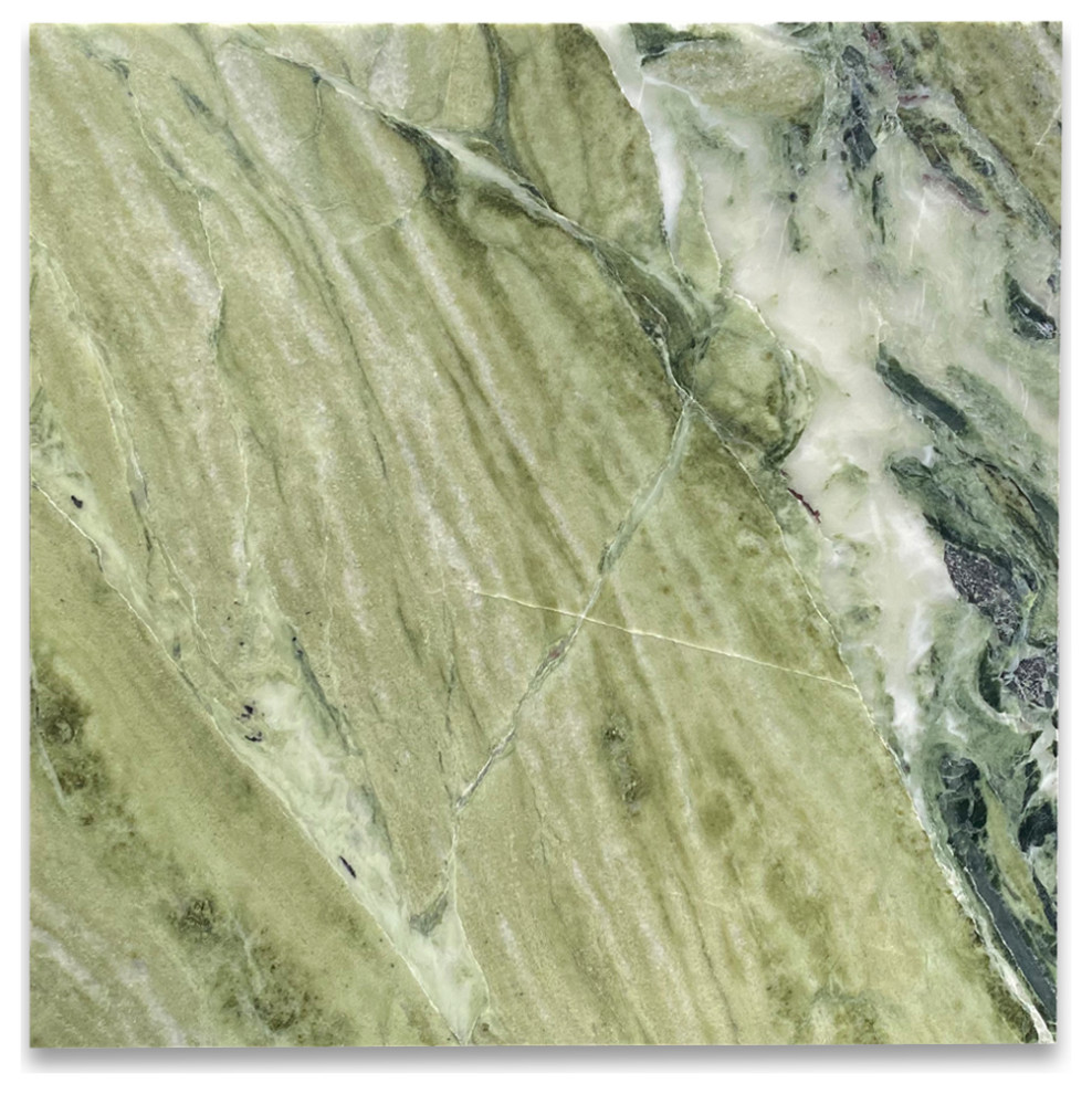 Sagano Vibrant Green Marble 12x12 Tile Honed, 100 sq.ft. Contemporary Wall And Floor Tile