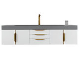 Mercer Island 72 Single Vanity White Radiant Gold, Dusk Gray