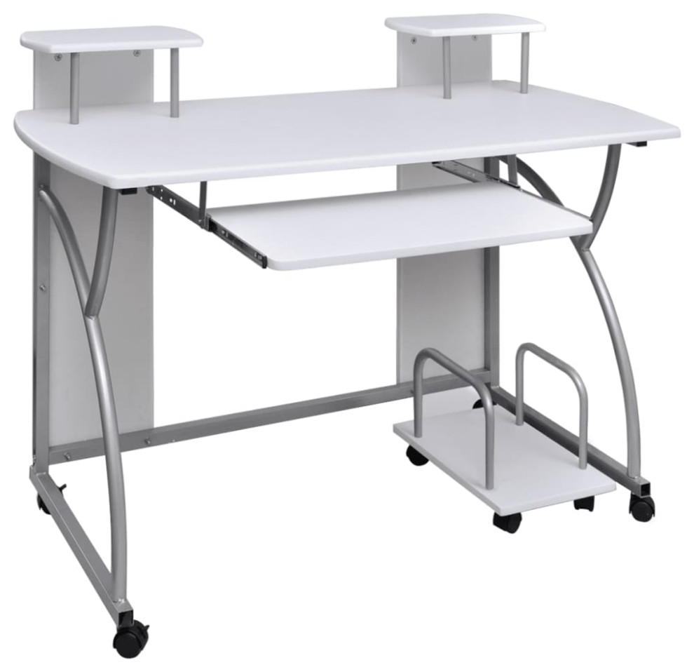 vidaXL Computer Desk Home Office Gaming Desk with Pullout Keyboard