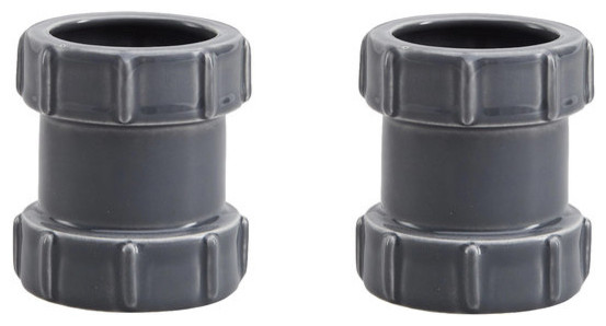 Pipe Ceramic Egg Cups, Grey, Set of 2