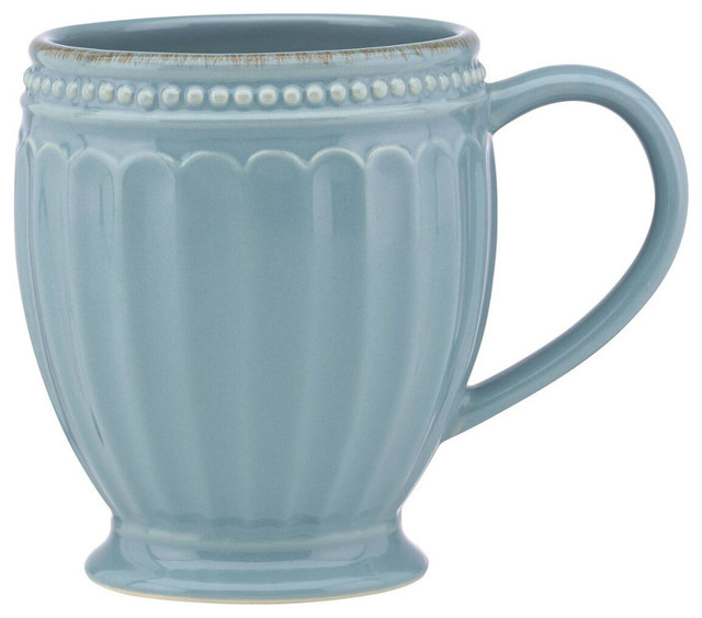 Lenox French Perle Groove Chambray 12 Ounce Coffee Mug Farmhouse Mugs By Bigkitchen