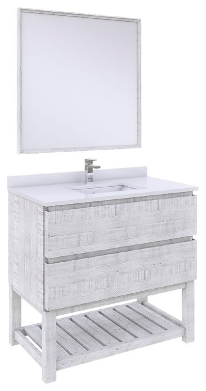 Fresca Formosa Modern 36" Rustic White Single Sink Vanity Set With Open Bottom