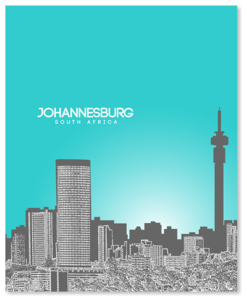 Johannesburg, South Africa Skyline Wall Poster Contemporary Prints