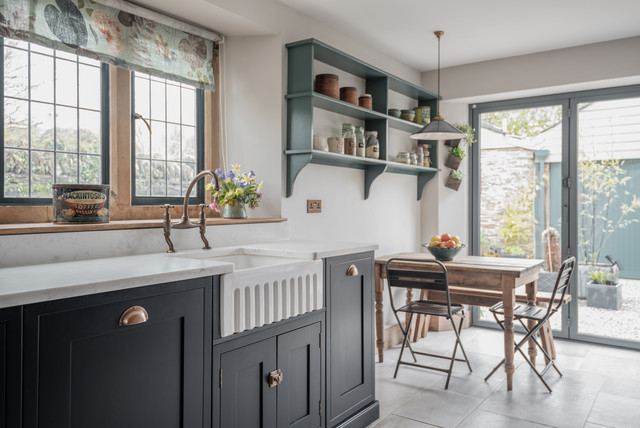 Dark Blue Bespoke Shaker Kitchen transitional-kitchen
