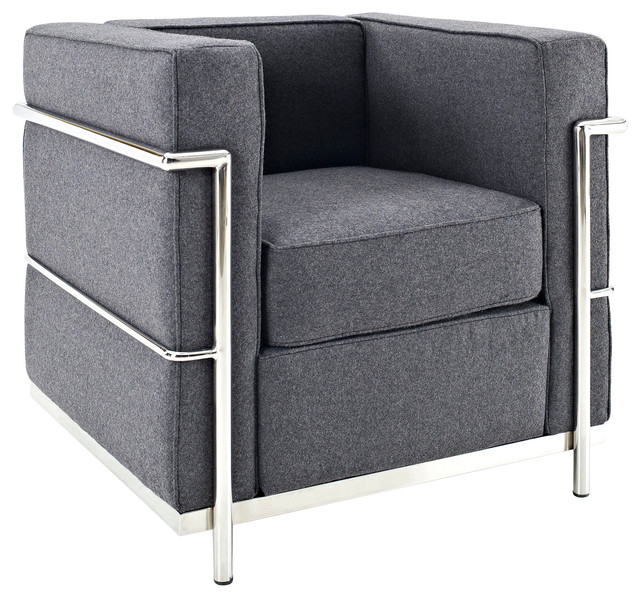 Le Corbusier Style LC2 Armchair, Dark Gray