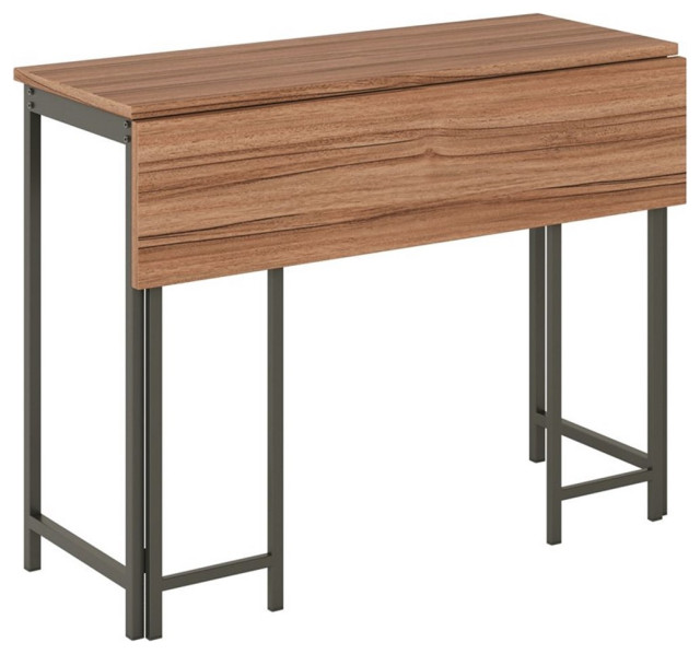 Sauder North Avenue Engineered Wood Table with Drop Leaf in Sindoori Mango/Brown Transitional