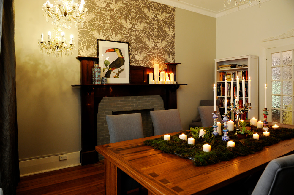 This is an example of a transitional dining room in Sydney.