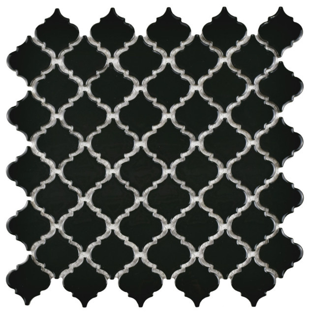 Hudson Tangier Glossy Black Porcelain Floor and Wall Tile