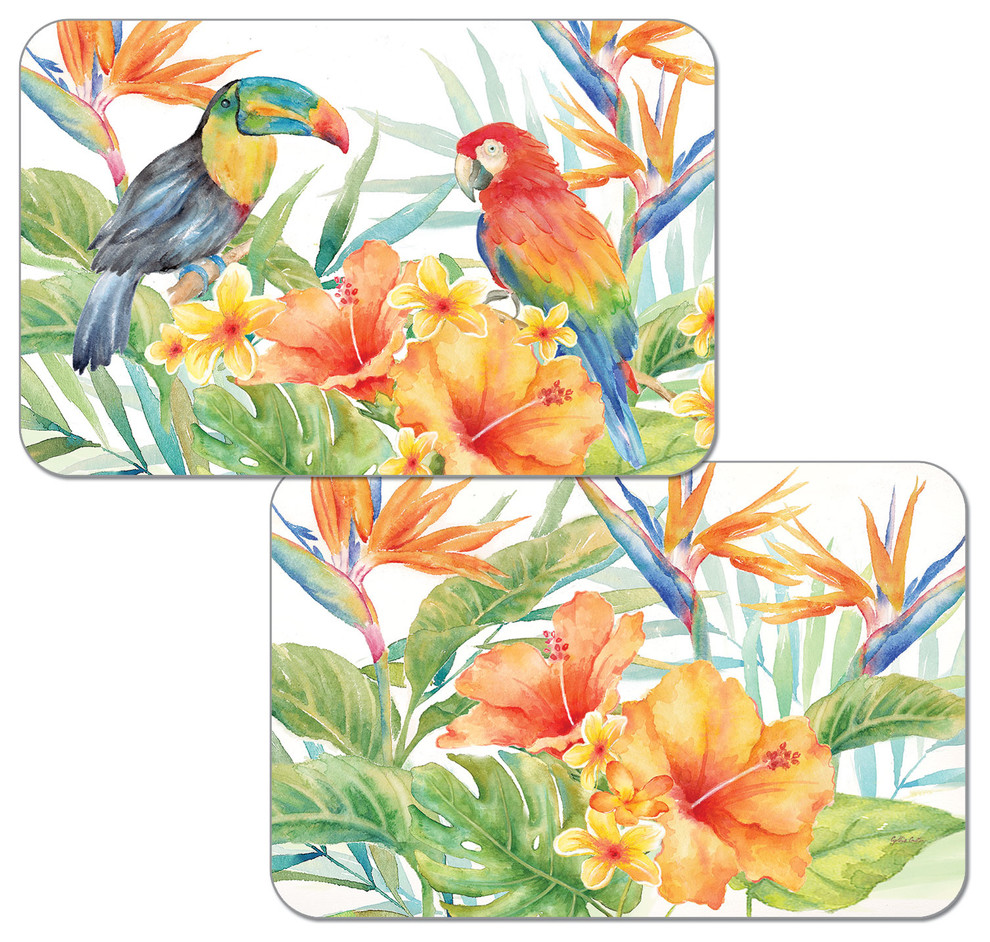 Vinyl Plastic Placemats Tropical Birds Set of 4 Tropical Placemats