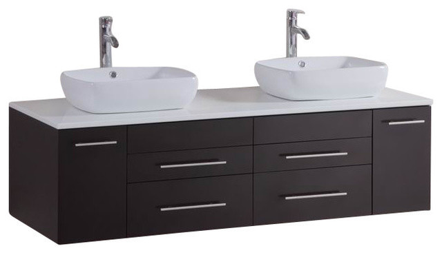 60 Belvedere Modern Double Vessel Bathroom Vanity W Stone Tops 60 Belvedere Modern Double Vessel Bathroom Vanity W Stone Tops