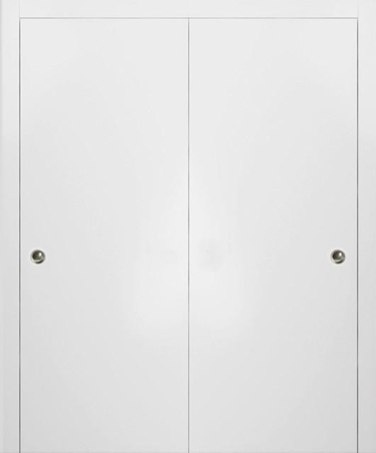 Sliding Closet Bypass Doors 60 x 80 & Hardware | Planum 0010 White Silk