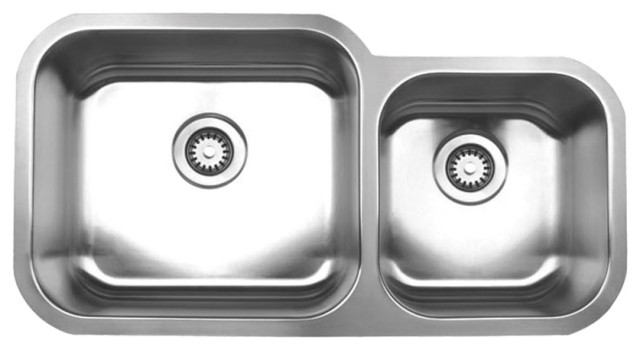 Whitehaus WHNDBU3318 Fixture Kitchen Sink Stainless Steel - Brushed Stainless