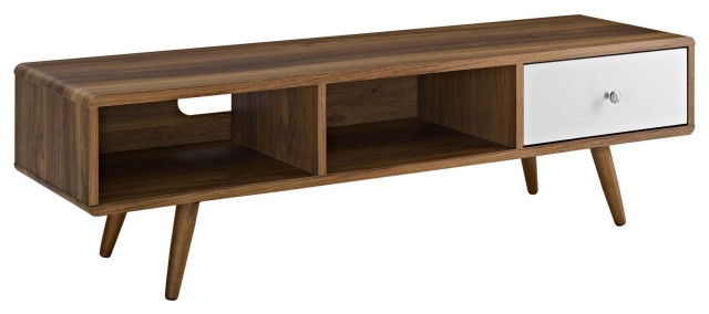 Transmit 55" TV Stand, Walnut/White