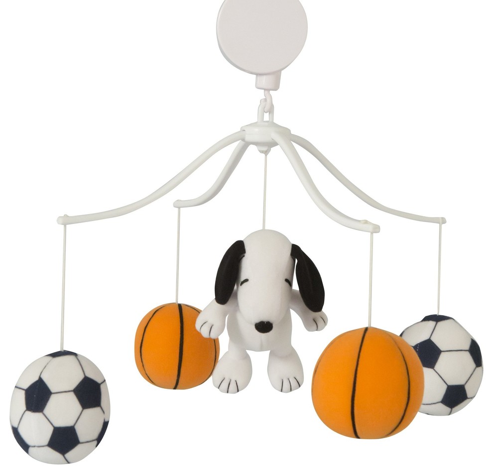 Bedtime Originals Snoopy Sports Musical Baby Crib Mobile White, Animals Contemporary Baby