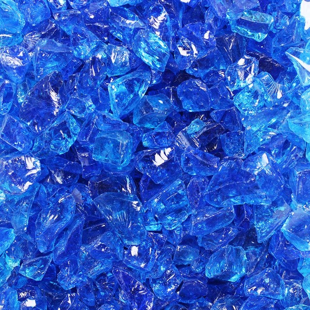 Crushed Fire Glass Tropical Blue 1 2 To 3 4 10 Lb Jar